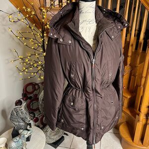 Lauren Ralph Lauren Women’s Hooded Puffer Full Zip Brown Jacket Size M